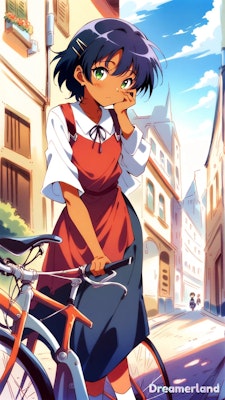 0511-37褐色美少女-自転車-