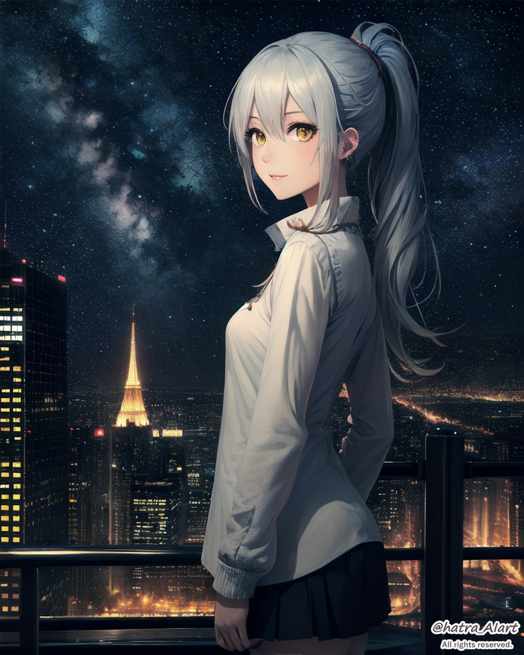 星空と夜景