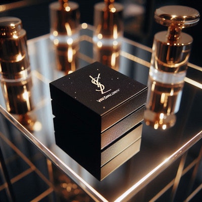 Yves Saint Laurentのロゴ入りの黒い化粧箱