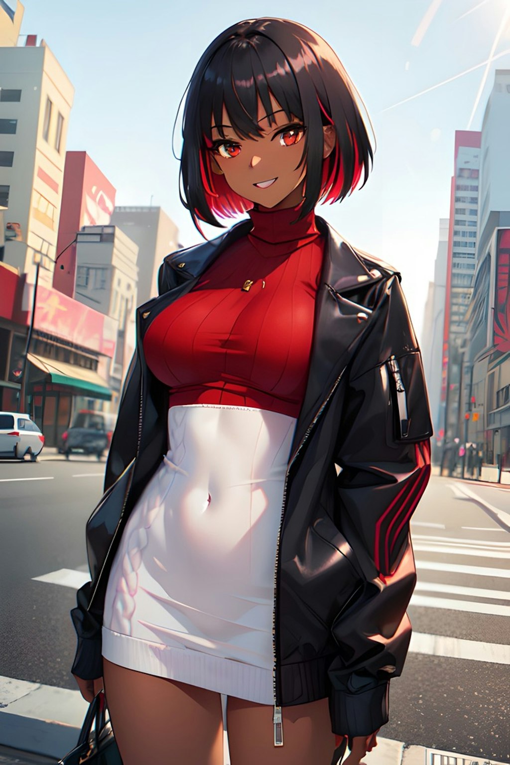 褐色ニットセータードレスギャル