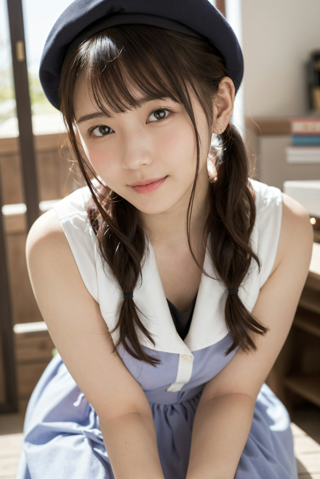 頬を赤くしている女性