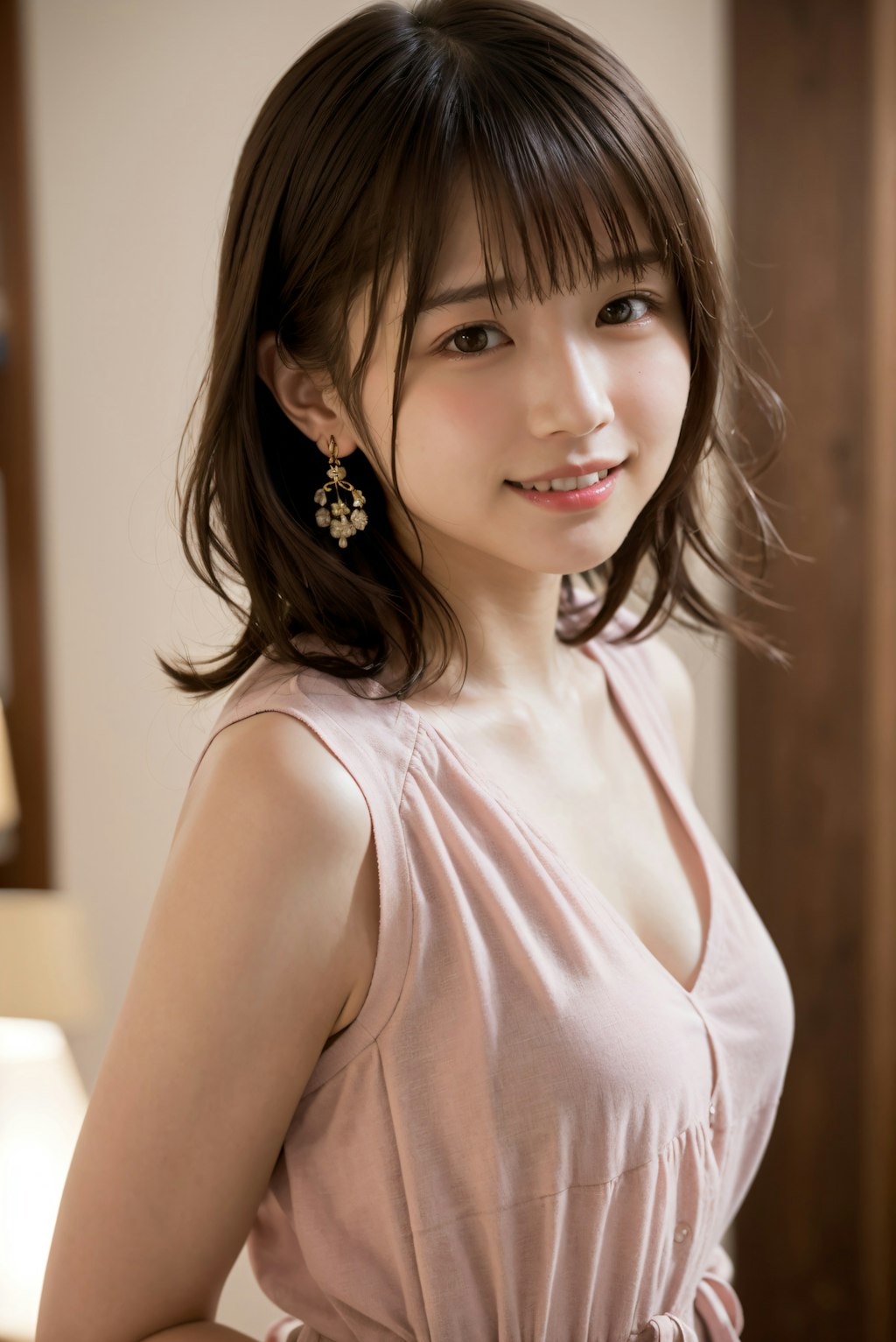 頬を赤くしている女性