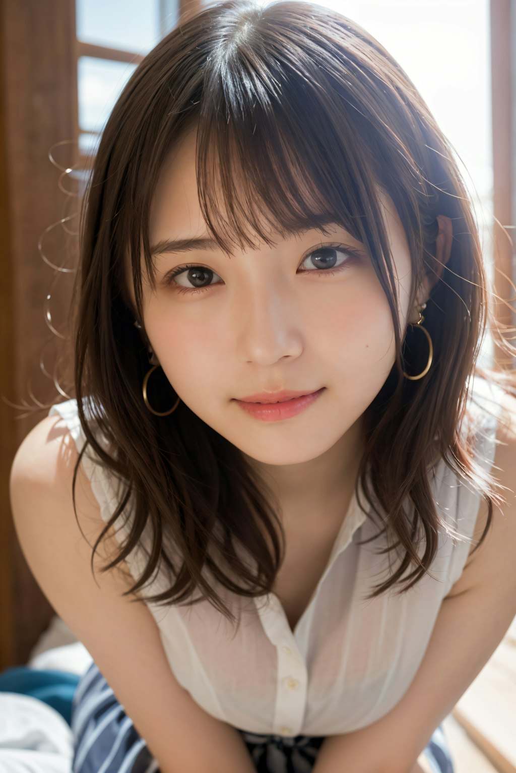 頬を赤くしている女性