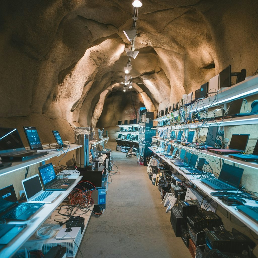 洞窟の中の家電量販店