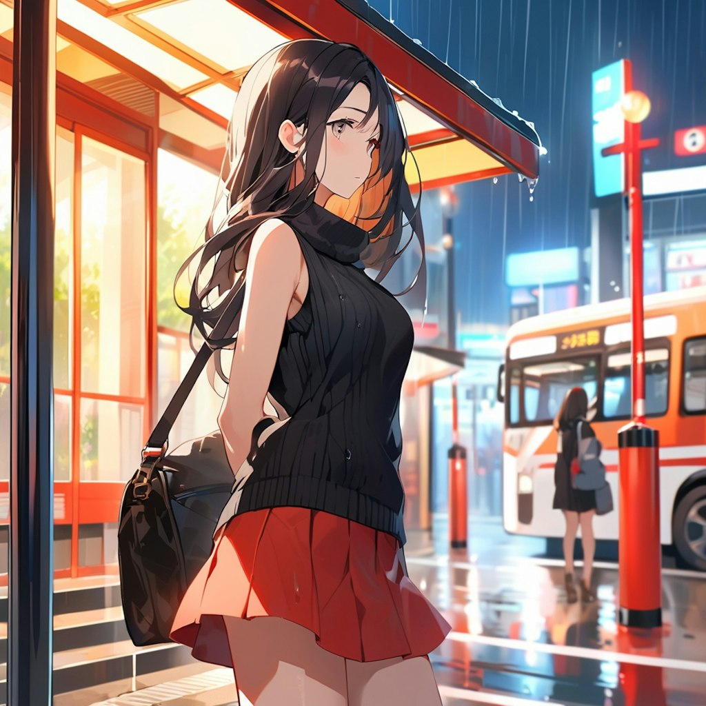 雨の日の美女