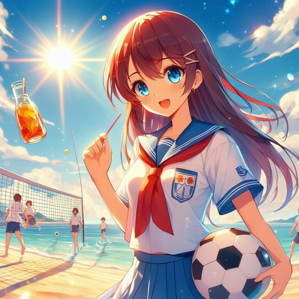 ビーチでサッカー