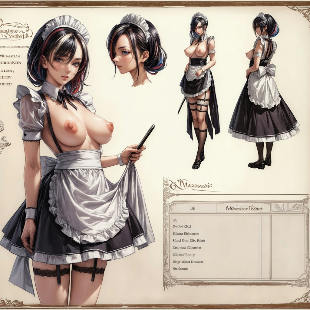 魅惑のメイド図鑑 - セクシーでかわいい女性たちの魅力溢れるAIキャラクターシート