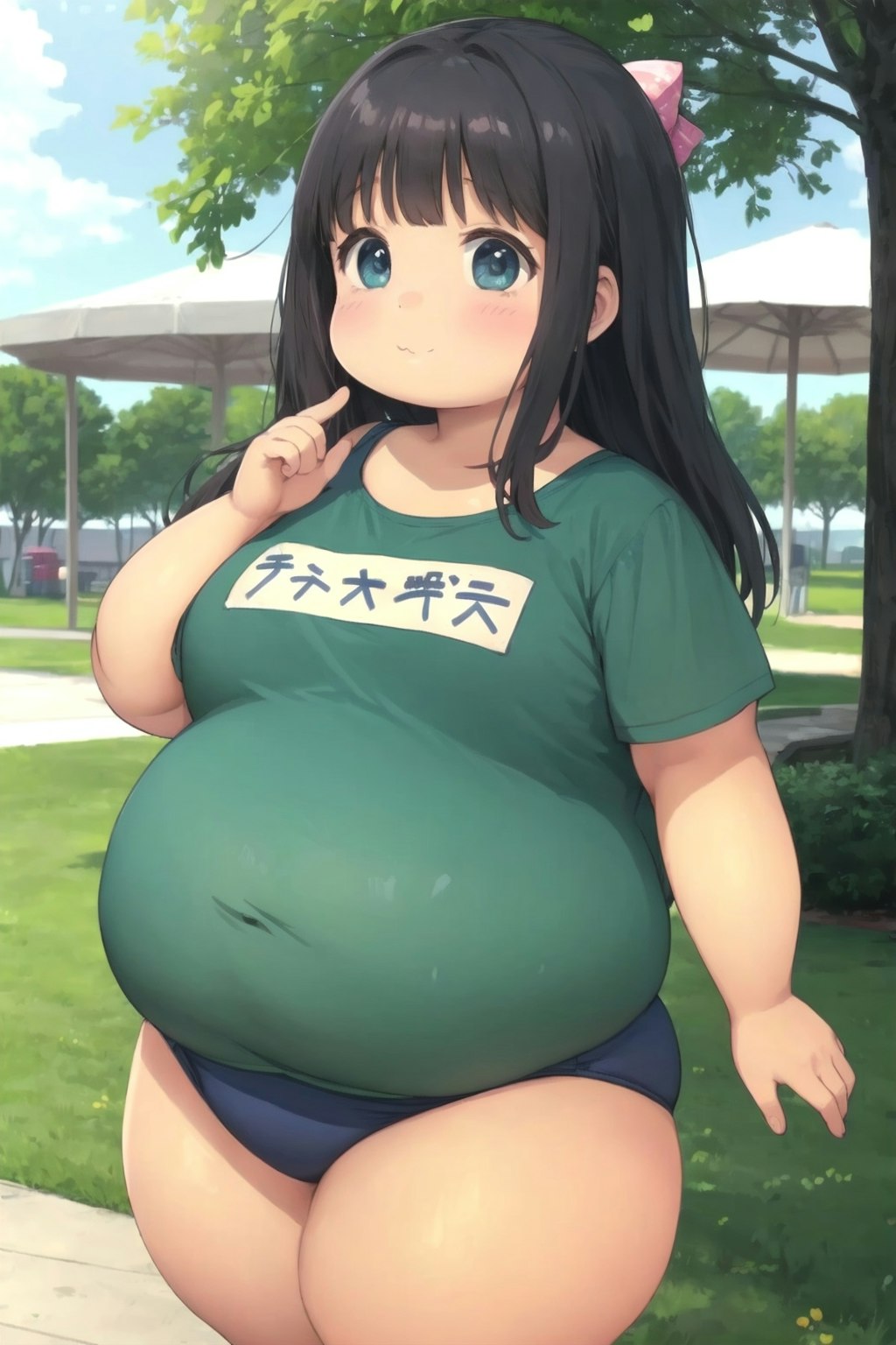 ぽっちゃり女子がスクール水着を着てる