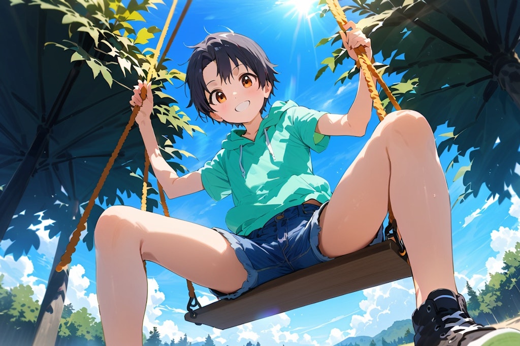 boy on a swing