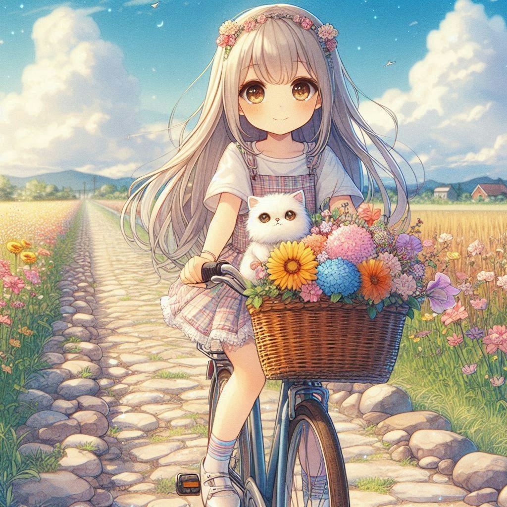 自転車で走る女の子