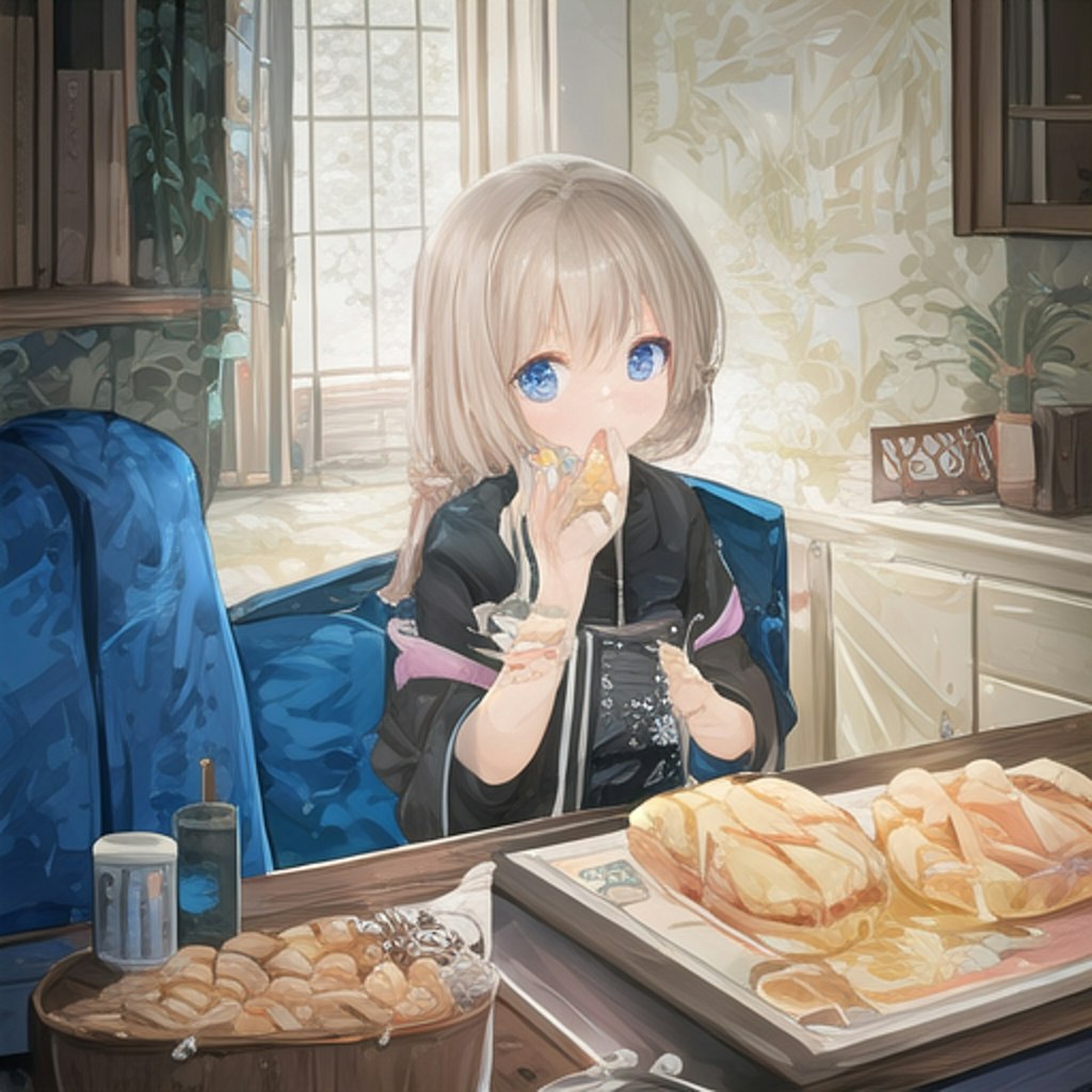 パンを食べる女の子