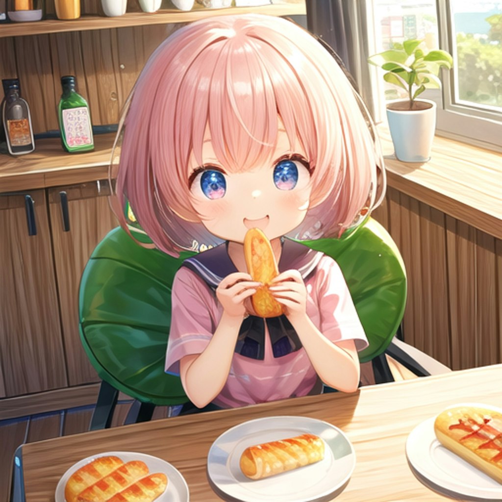 パンを食べる女の子