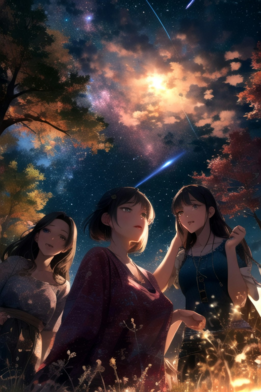 夜空と女子高校生と