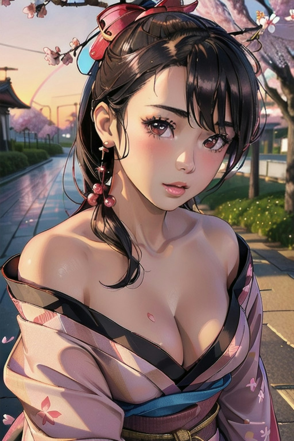 桜…綺麗ですね🌸👘🌅