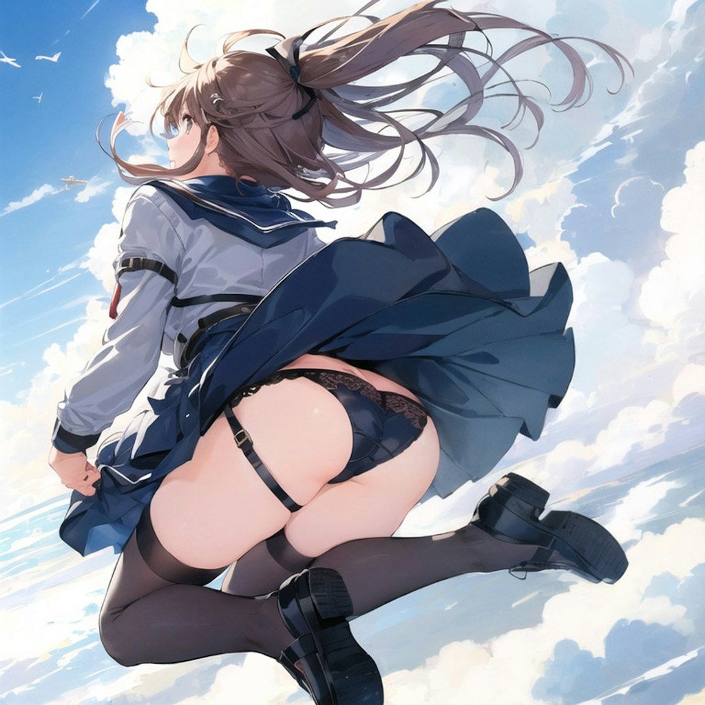 空を飛ぶ女の子