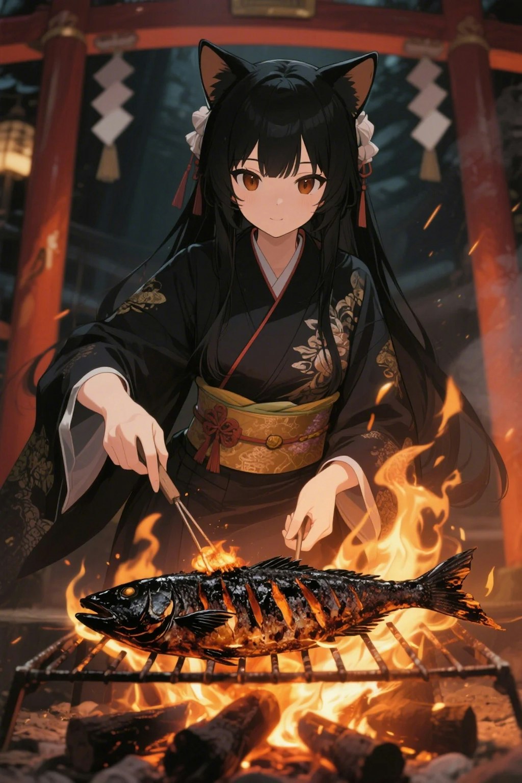 おさかにゃを焼くさくらちゃん