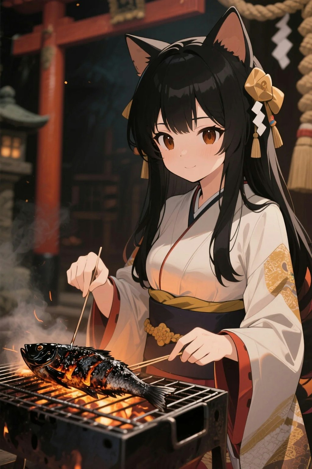おさかにゃを焼くさくらちゃん