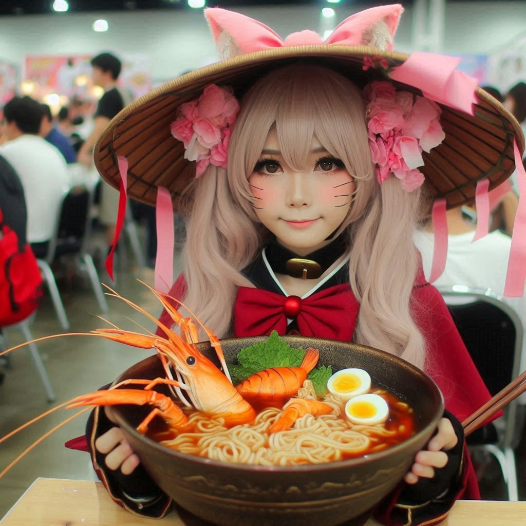 コスプレイヤーとseafood noodle