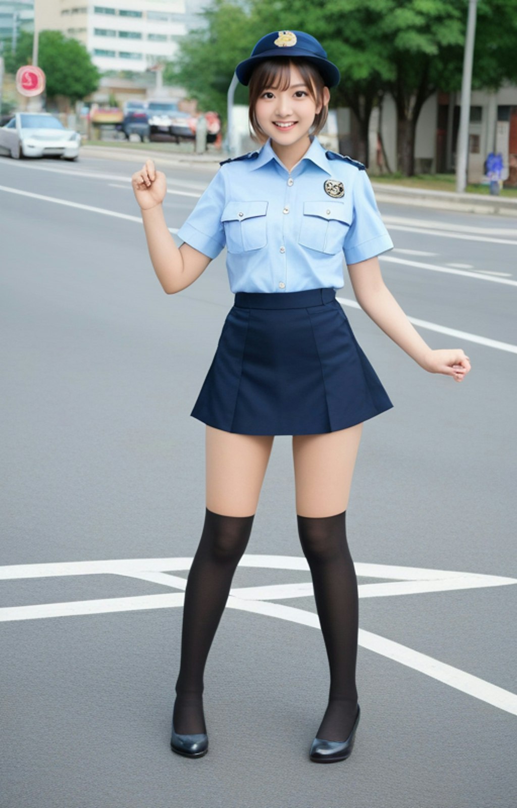 制服とニーハイ（ミニスカポリス）