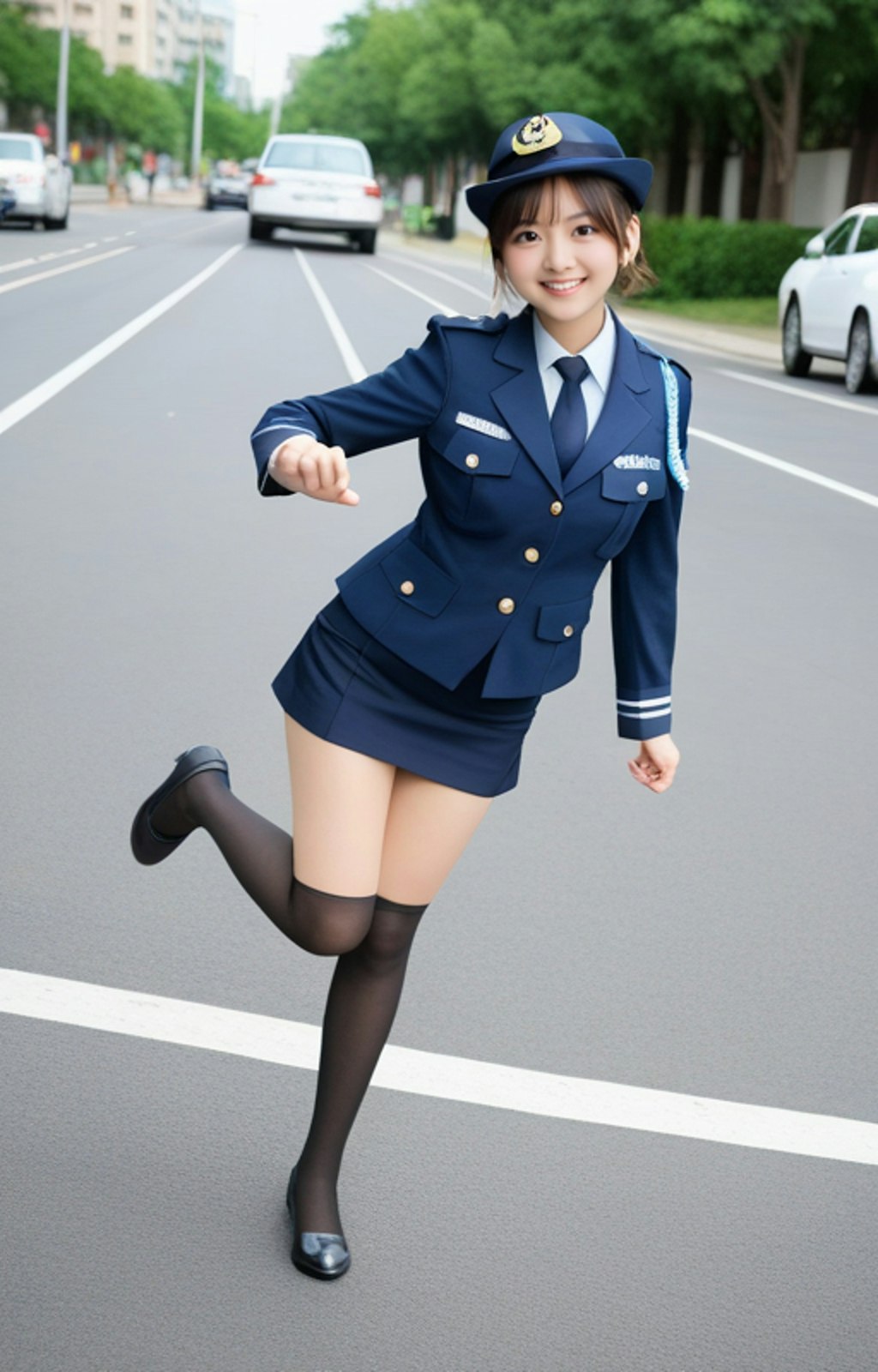 制服とニーハイ（ミニスカポリス）