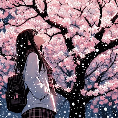 寒桜と少女