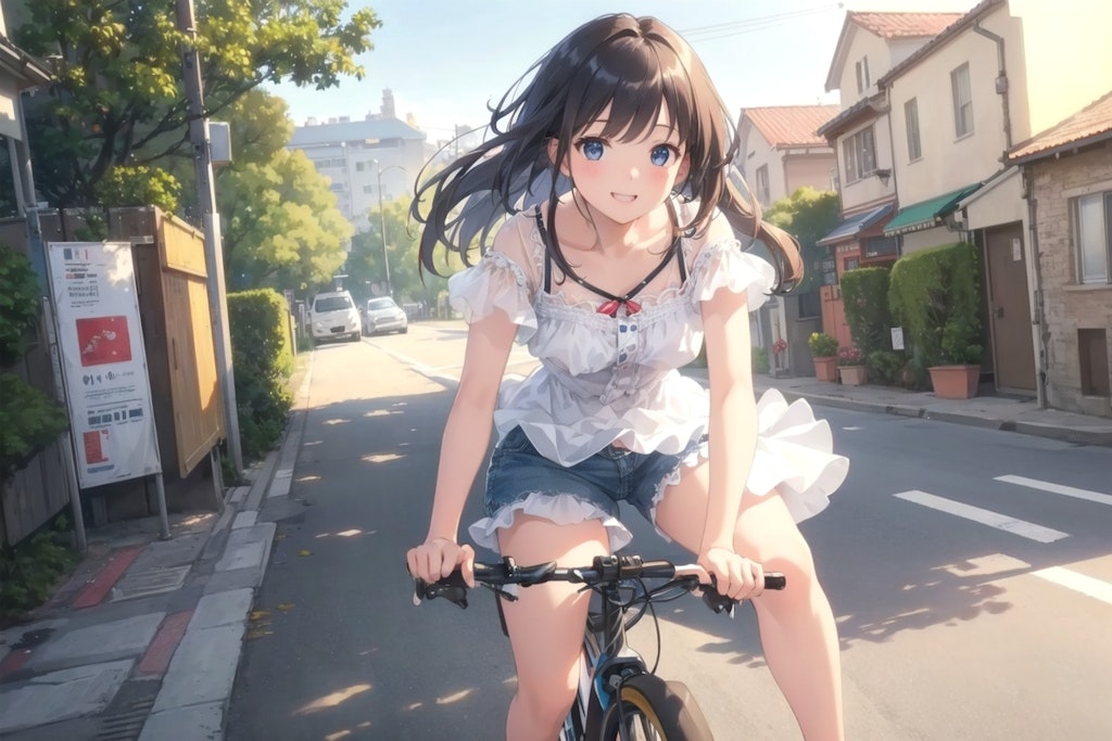 自転車に乗る女の子