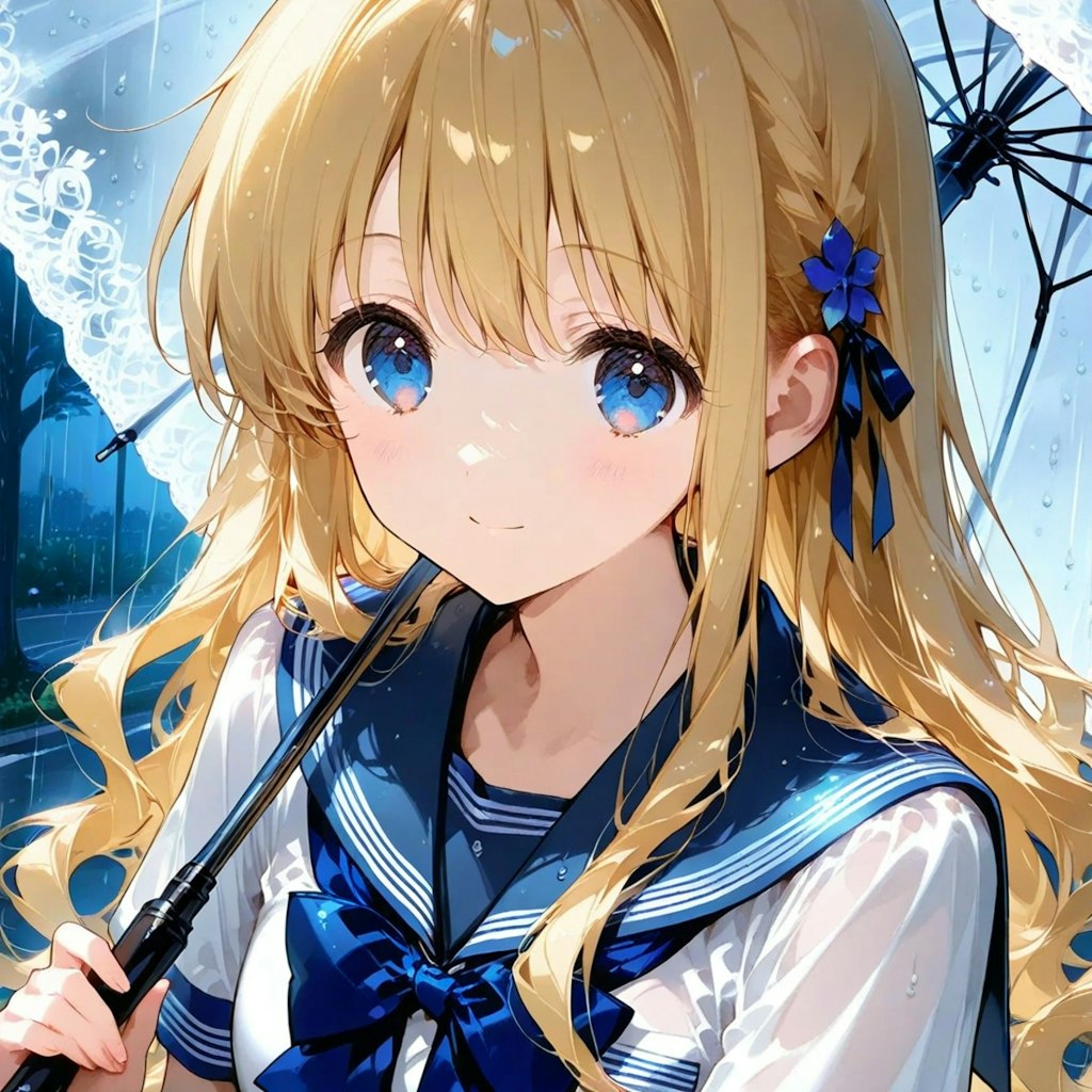 雨の中の少女