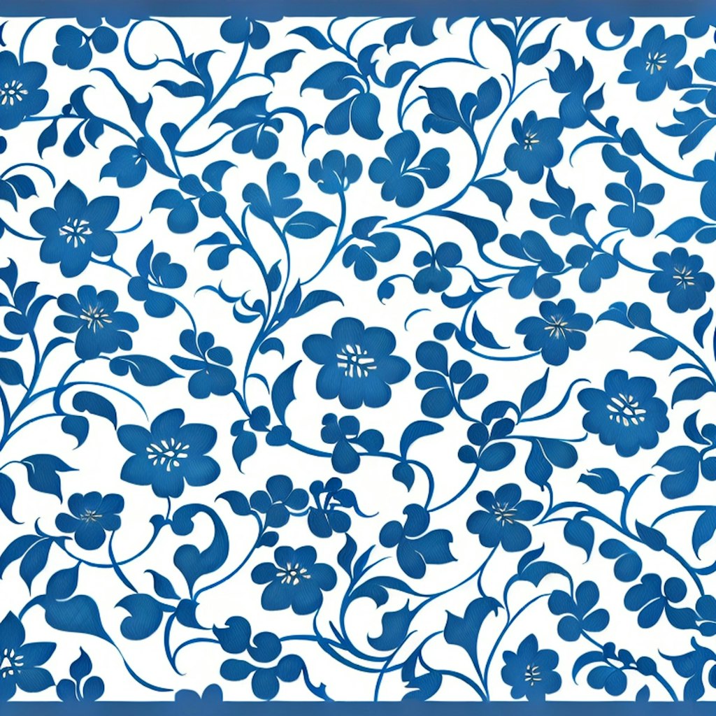 blue botanical pattern