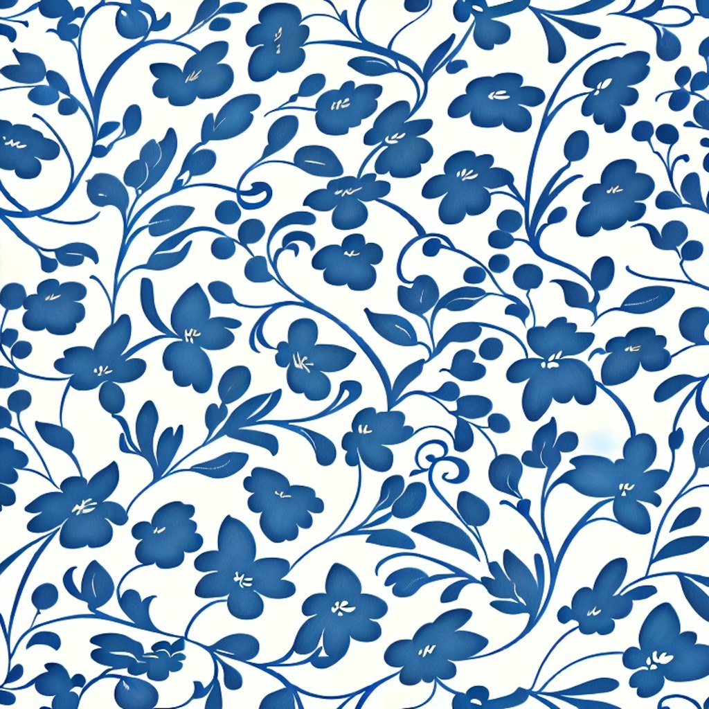 blue botanical pattern