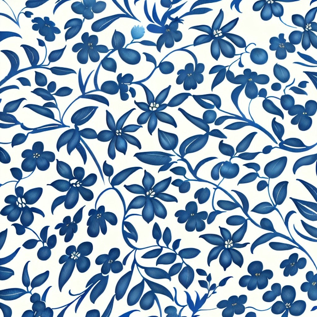 blue botanical pattern