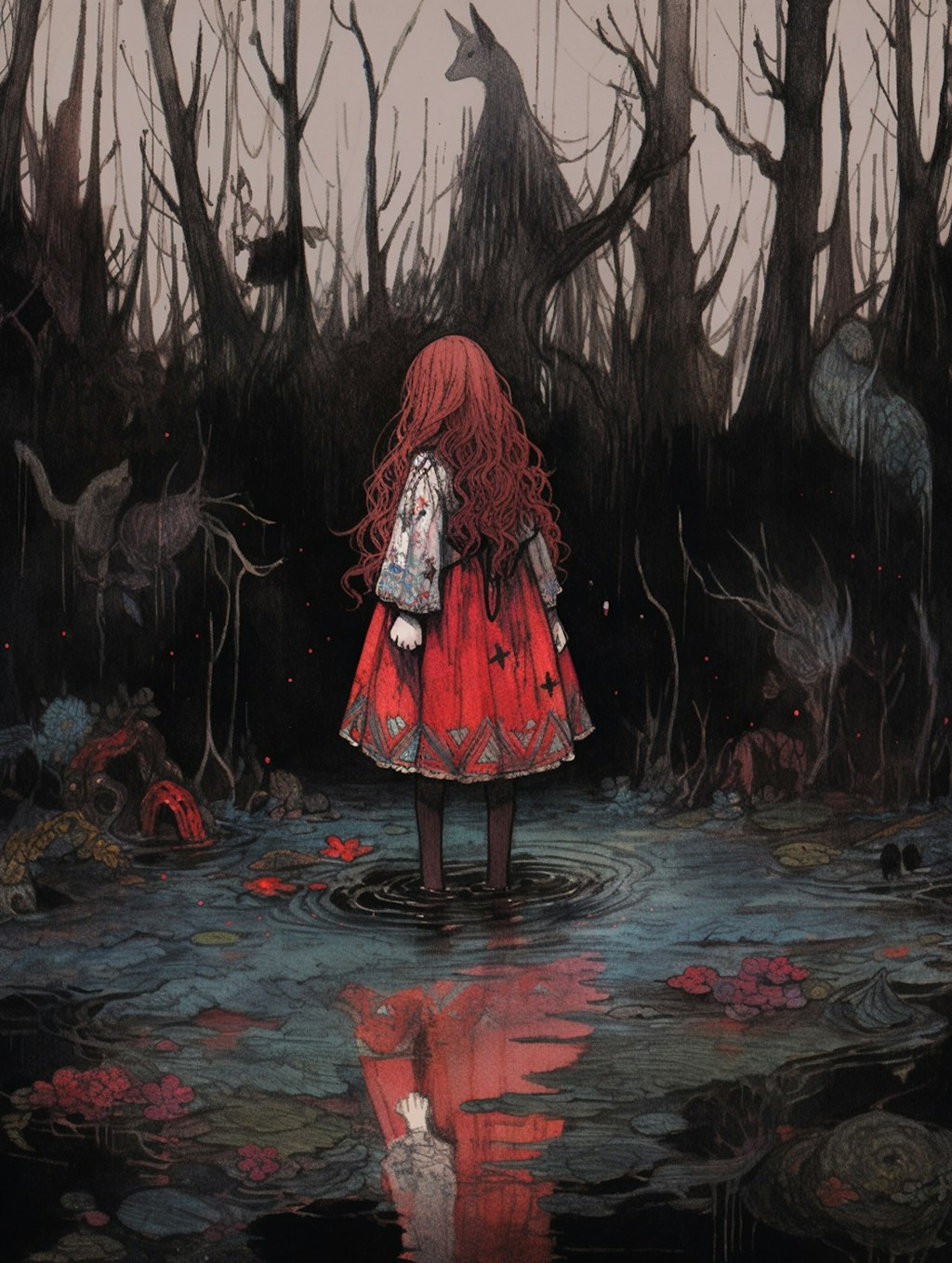暗い森と少女
