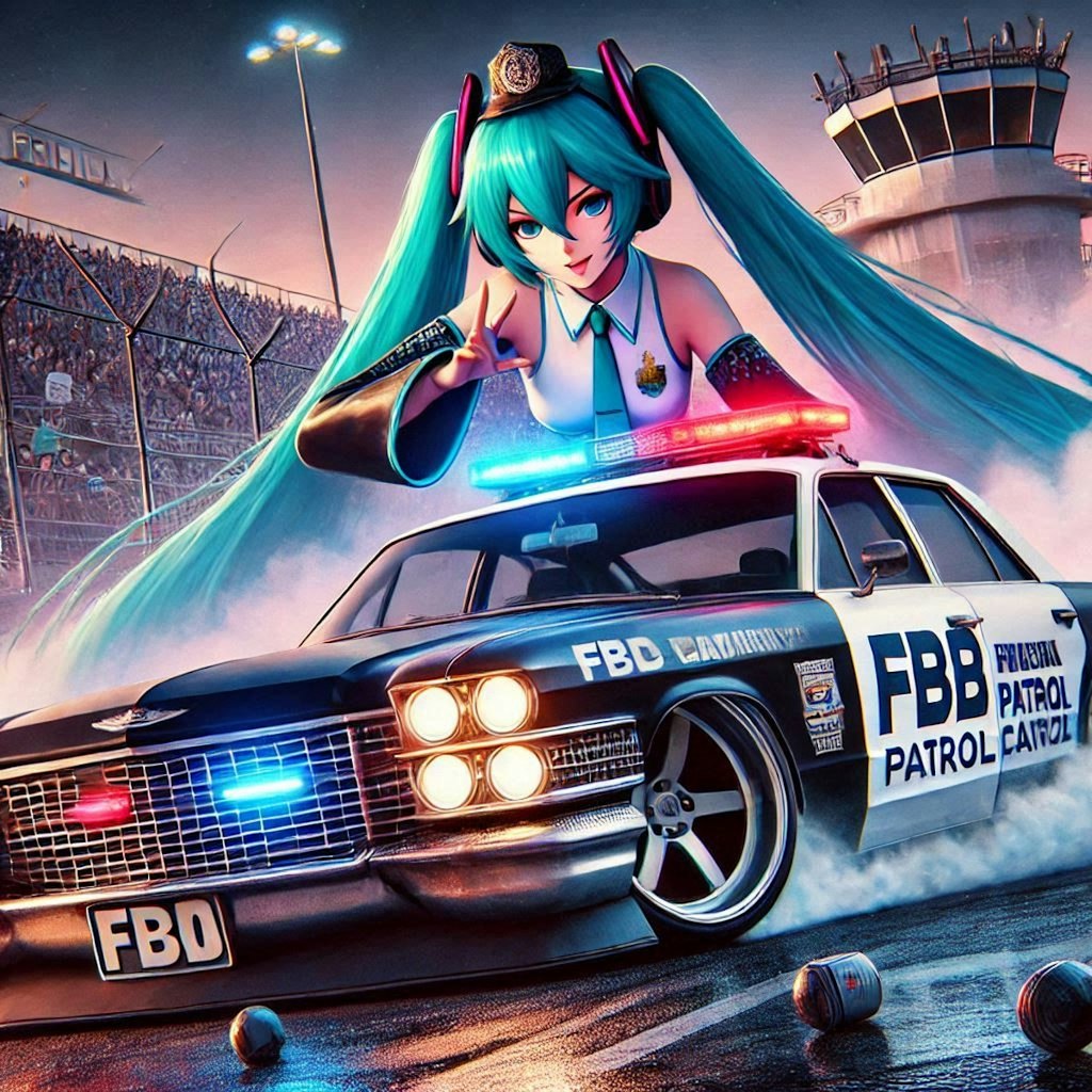 キャデラックFBIパトロールカーのドリ車と初音ミク