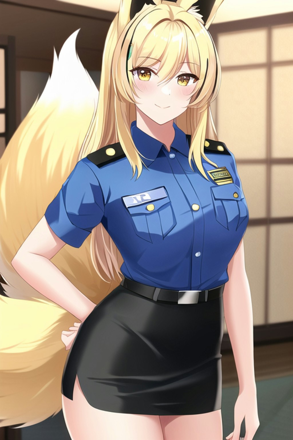 式姫おさき　夏服の婦警コスプレ姿