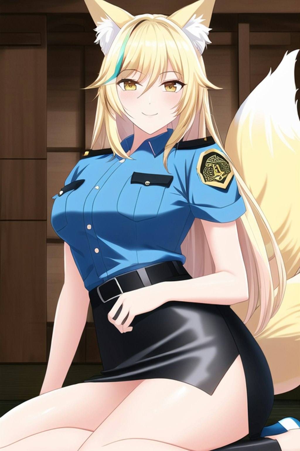 式姫おさき　夏服の婦警コスプレ姿