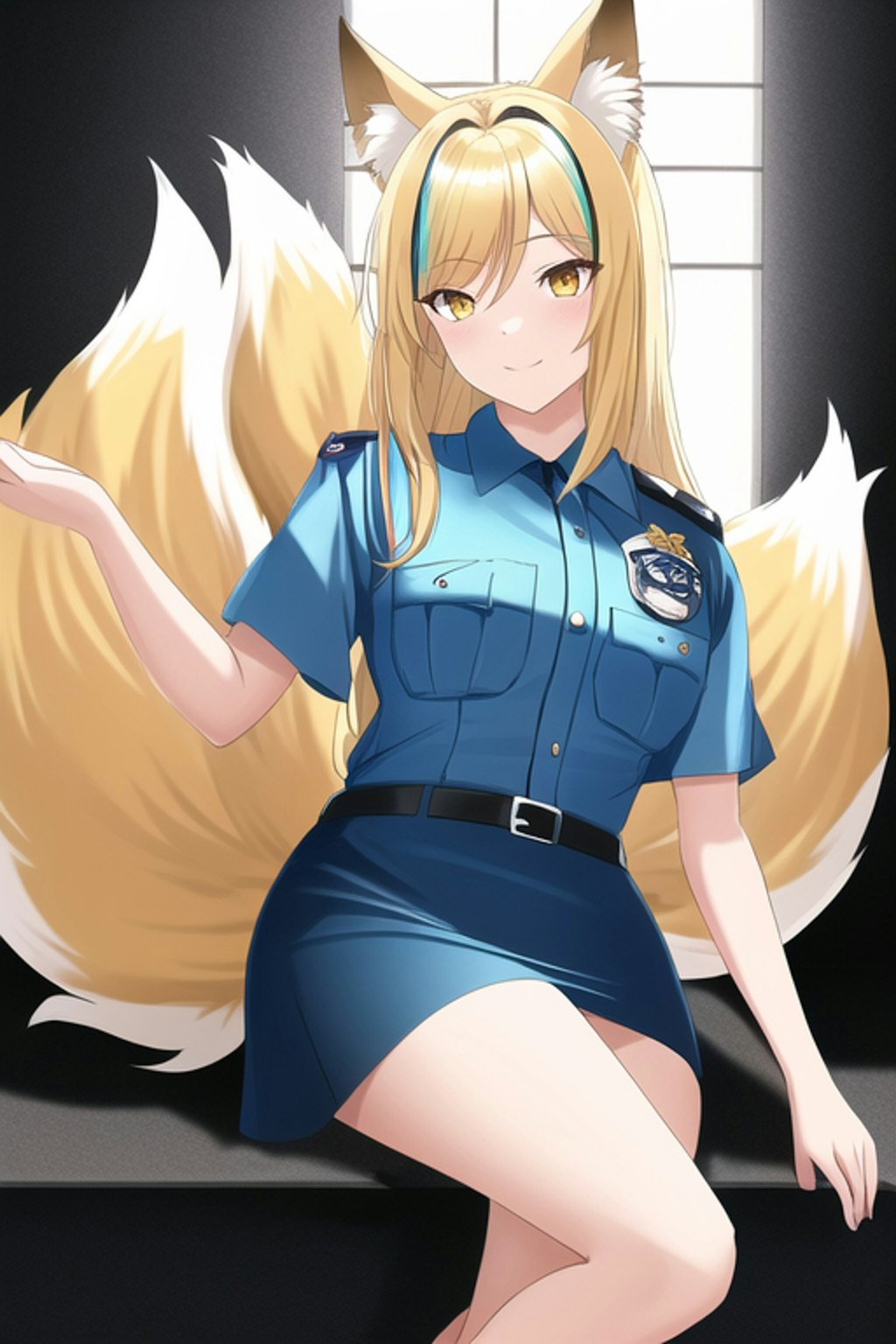 式姫おさき　夏服の婦警コスプレ姿