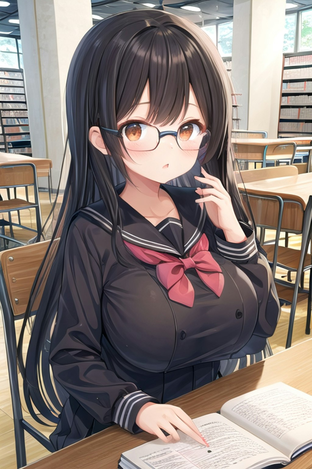 難しそうな本を読む女の子