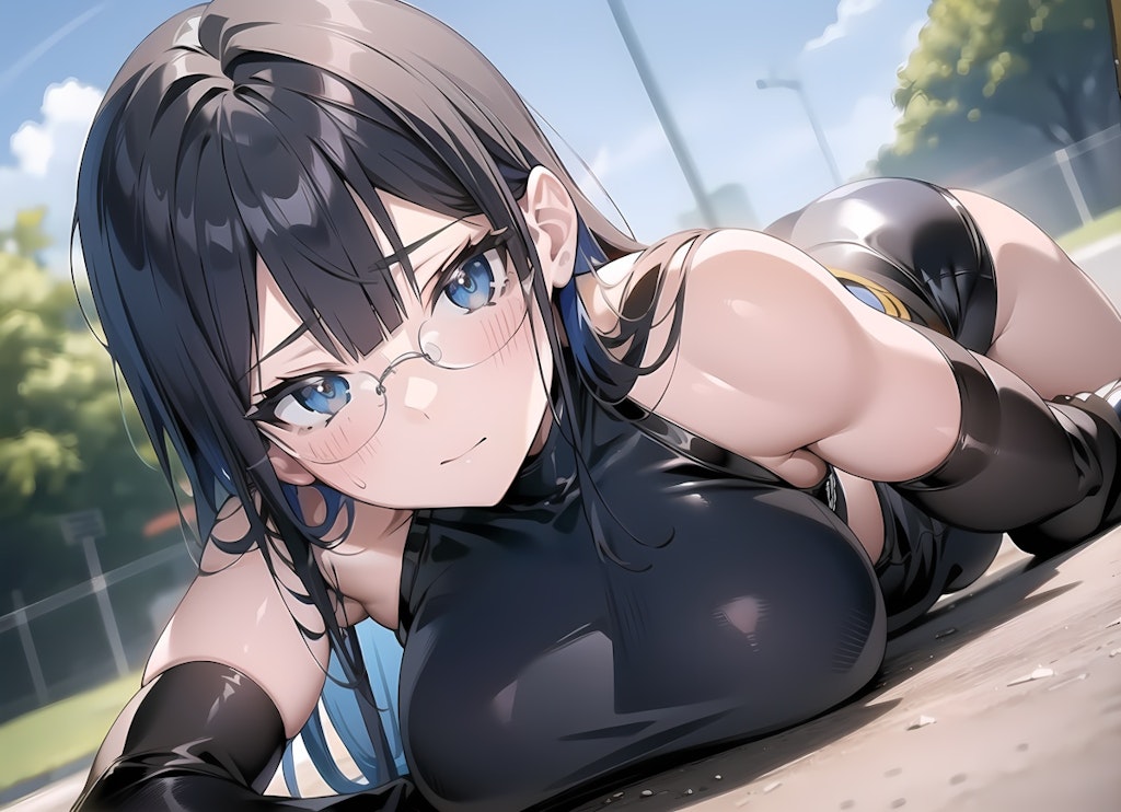 ブルアカ 七神リン風巨乳エルフ♪ライダースーツ♡ 1（12枚）