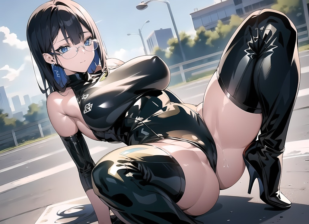 ブルアカ 七神リン風巨乳エルフ♪ライダースーツ♡ 1（12枚）