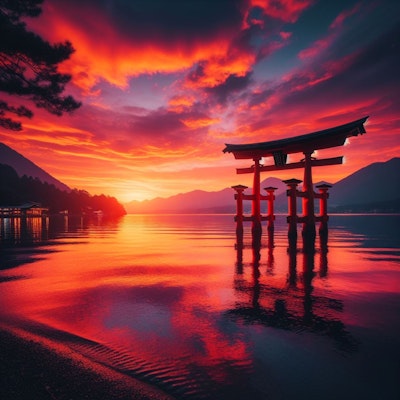 箱根の夕日