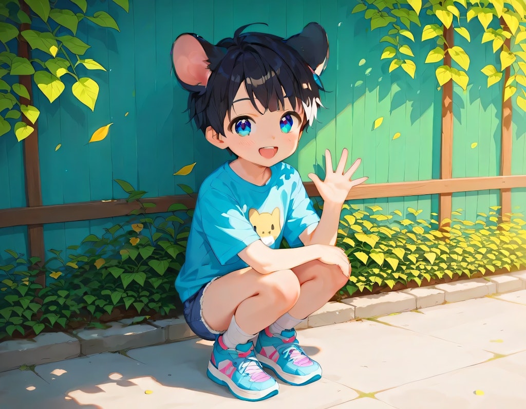 A cute little boy with mouse ears