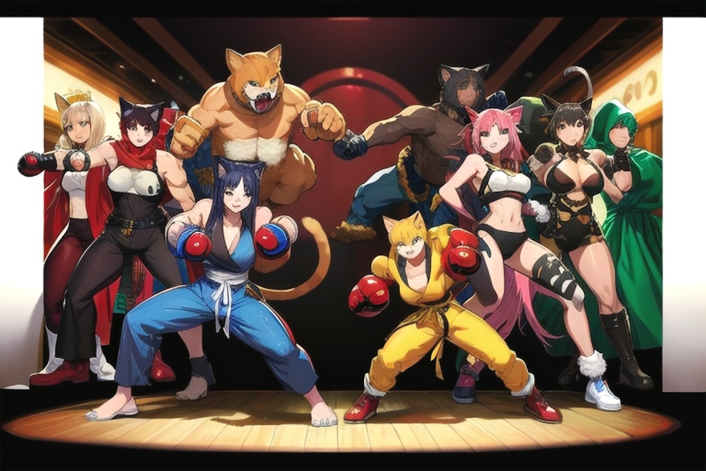 猫がキャラクターの格闘ゲームのキャラクターセレクト画面チャレンジ　6回目