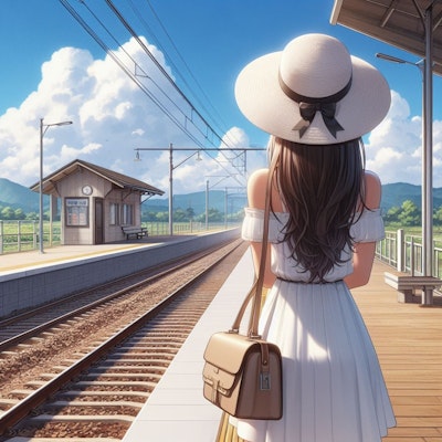 電車を待つ少女