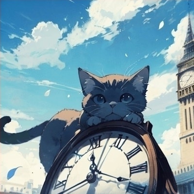 時計の上の猫