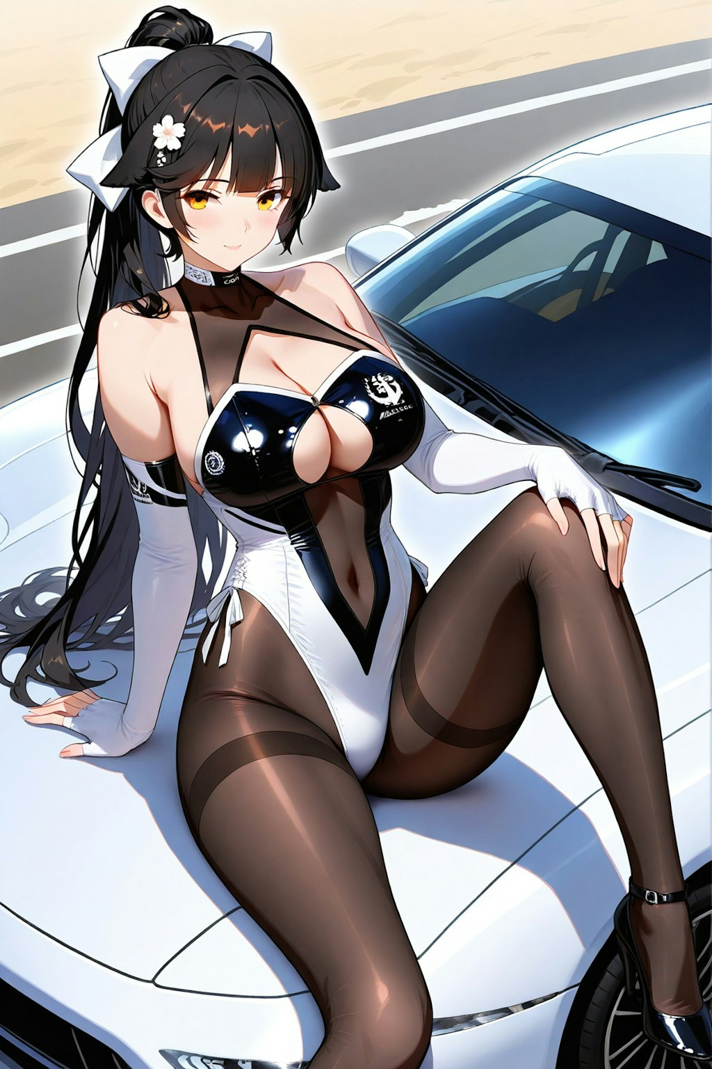 CAPEとお別れ寸前😢💦に生成したレースクイーン高雄ちゃん（アズレン）♪・・（今回も生成モデル終了の時間が切迫していたので、某所の再現呪文をかなり参考にさせて頂きました！おかげで間に合いました♪）