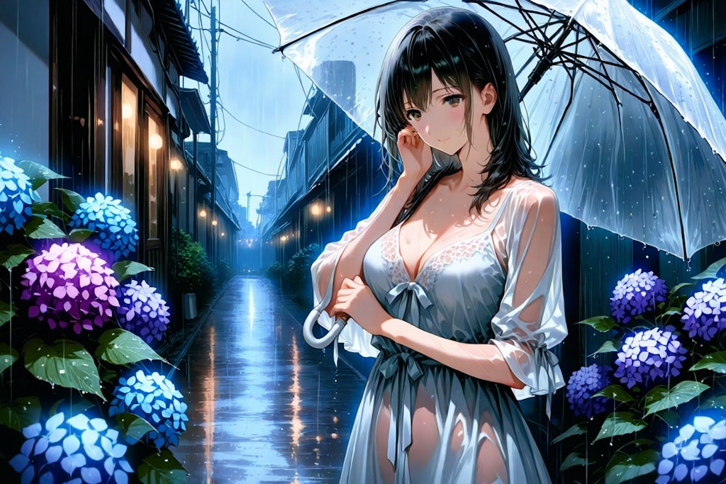 梅雨と紫陽花