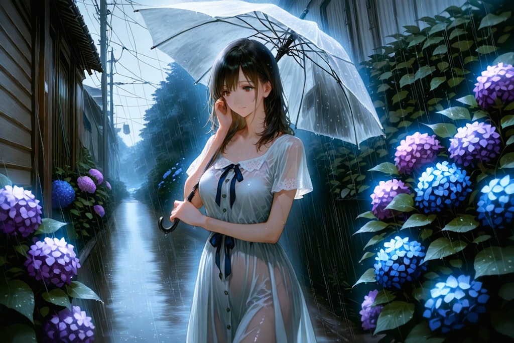 梅雨と紫陽花
