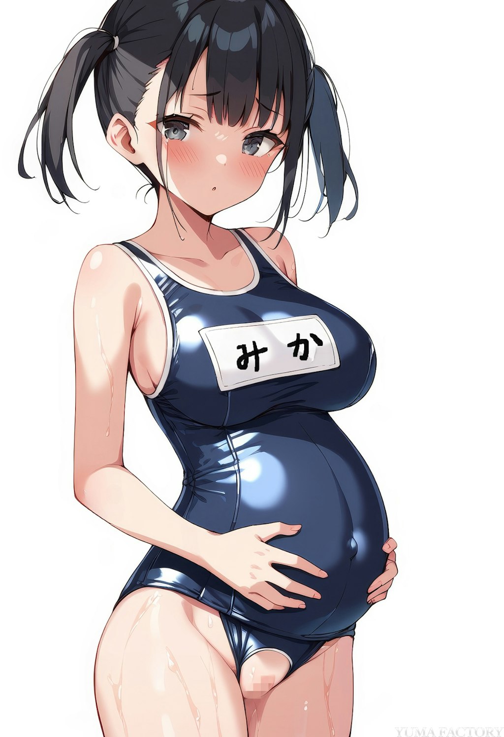 巨乳スク水妊婦さん