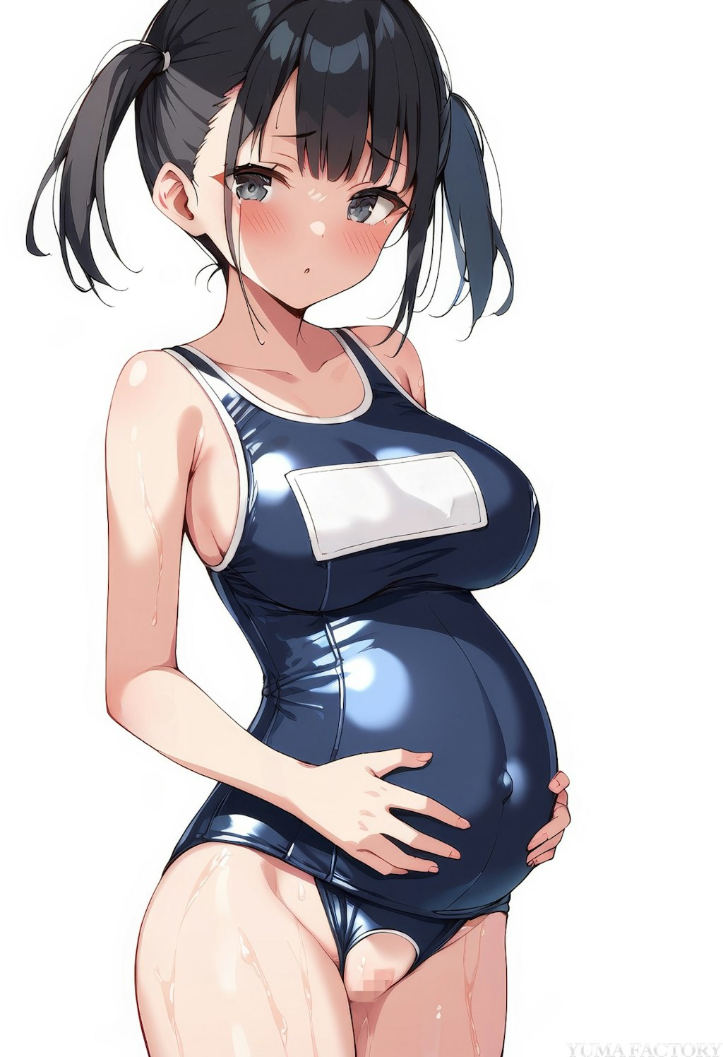 巨乳スク水妊婦さん