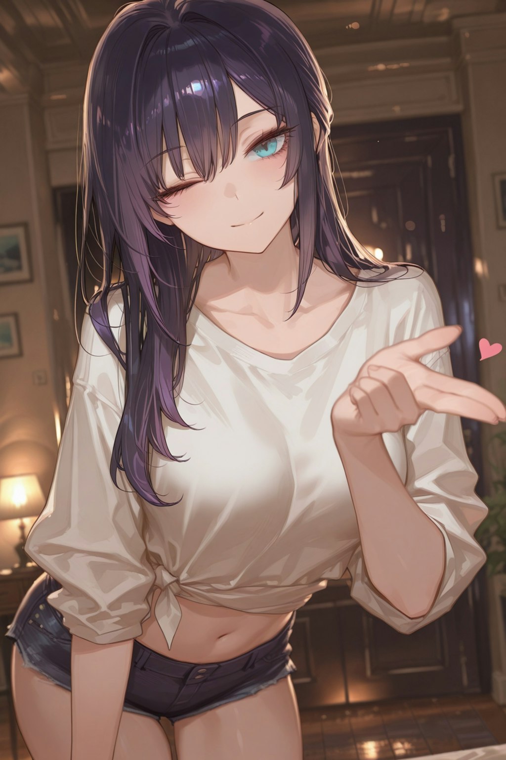へそ出し＋ウィンク