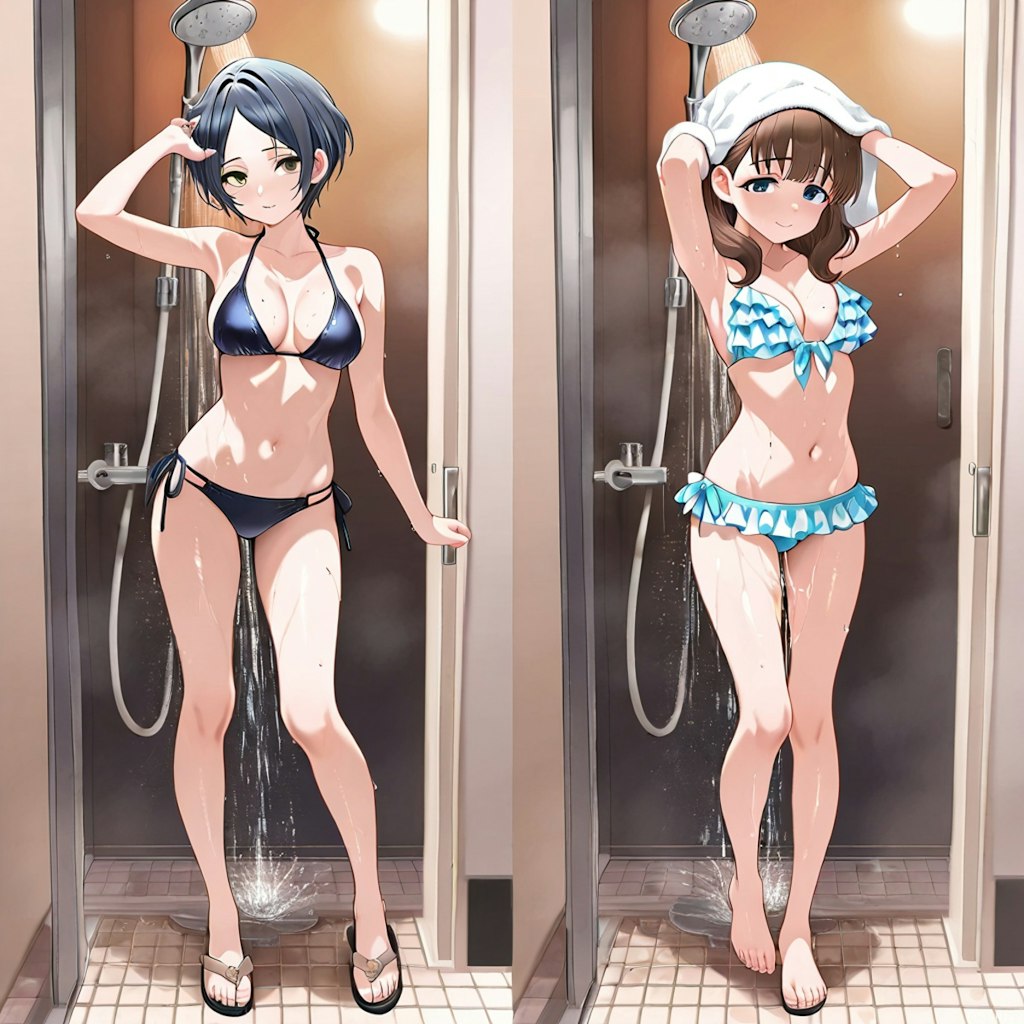 撮影後のシャワータイム